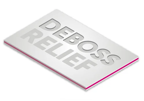 An icon depicting the deboss and relief printing effect