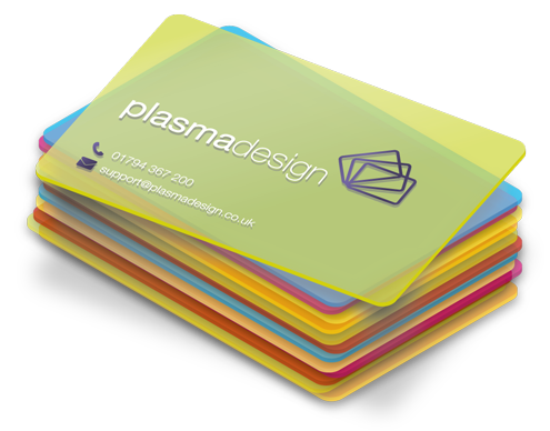 Stack of tinted translucent plastic cards