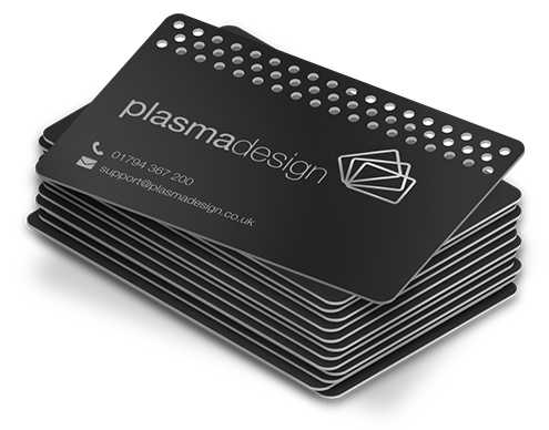 Stack of matt black metal cards