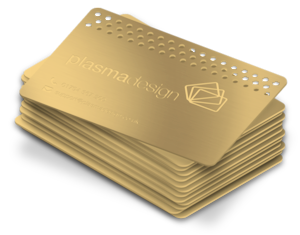 Stack of coloured metal cards
