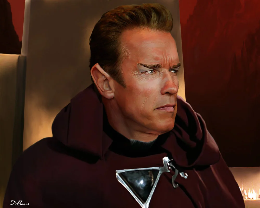 Yes, this is Arnold Schwarzenegger as a Vulcan. Thanks to D. Beers of Deviant Art for this!