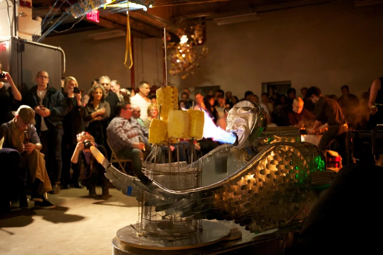 pineapple roaster, made for performance The Act of the Table, Urban Glass, NY, Sam Geer