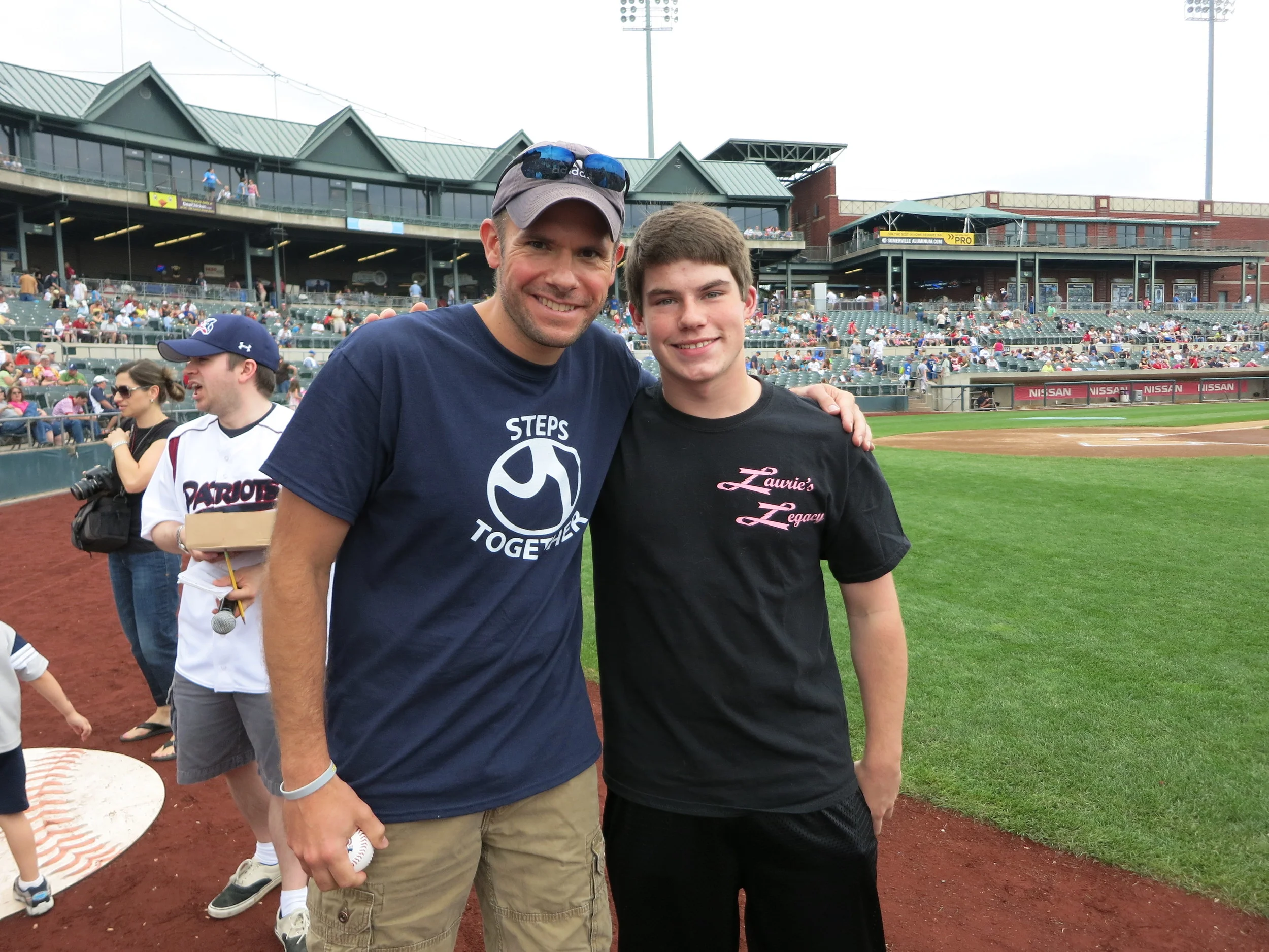 Mike Newman, of Steps Together, and Stephen Wurst at The Somerset Patriots Game on Father's Day. 