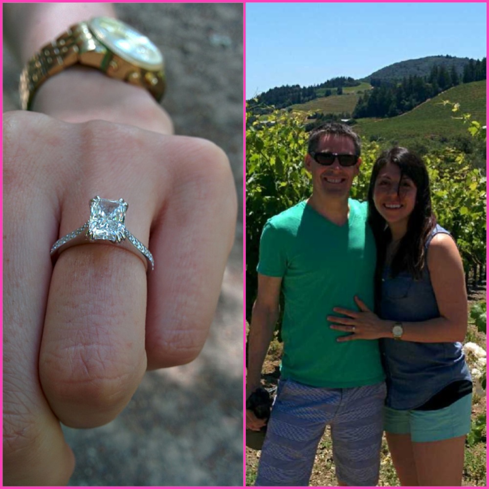 Grahame + Michele get engaged in Napa Valley with a HL radiant cut sparkler.