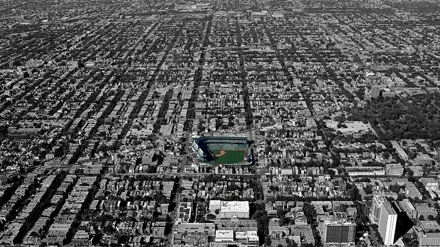 Wrigley Field and Graceland Cemetery (wooded area at right) Neil Heeney