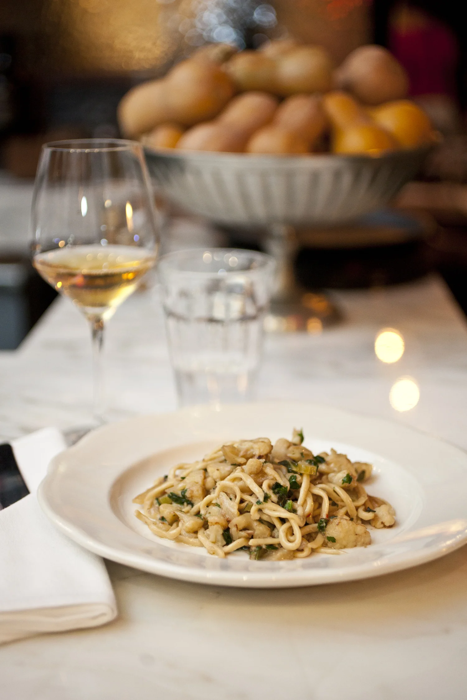 Bigoli with cauliflower & anchovies at Marco's