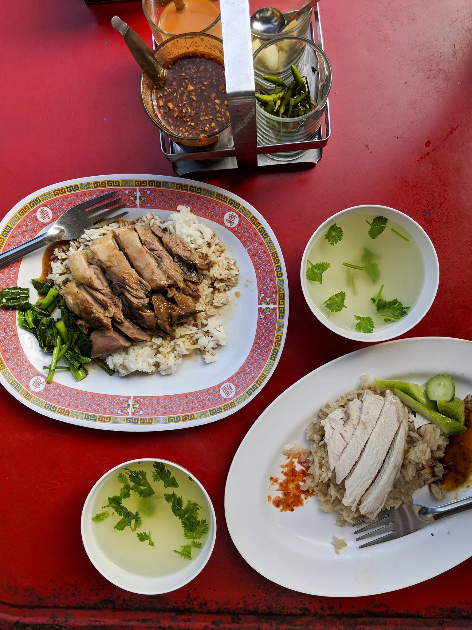 delicious street food- pork or chicken over rice