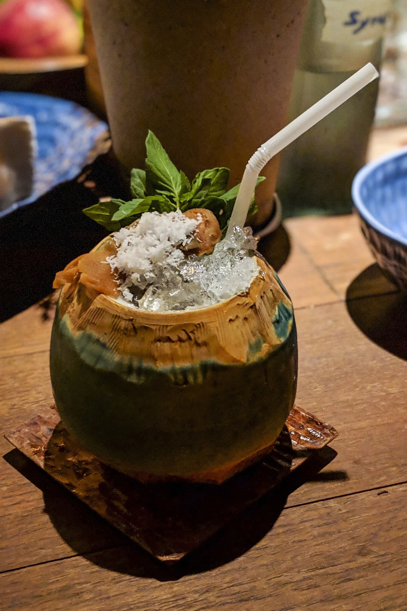 “Tamarind-Coconut” cocktail: Bacardi Rum, Tamarind liqueur, Fernet, coconut, pineapple, almond