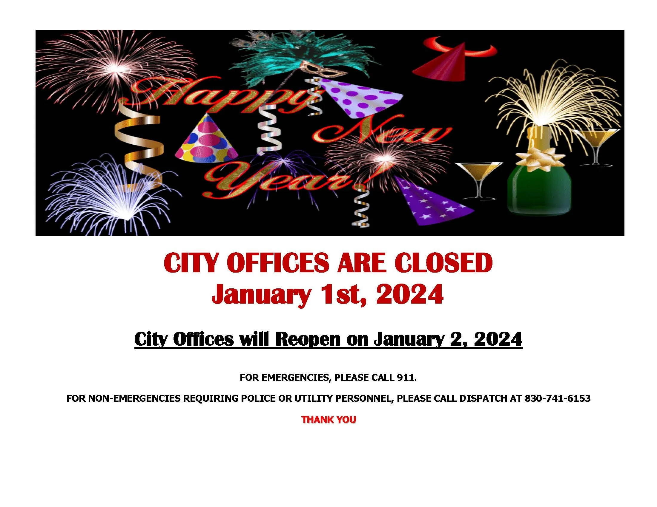 City Hall closed for the Holidays