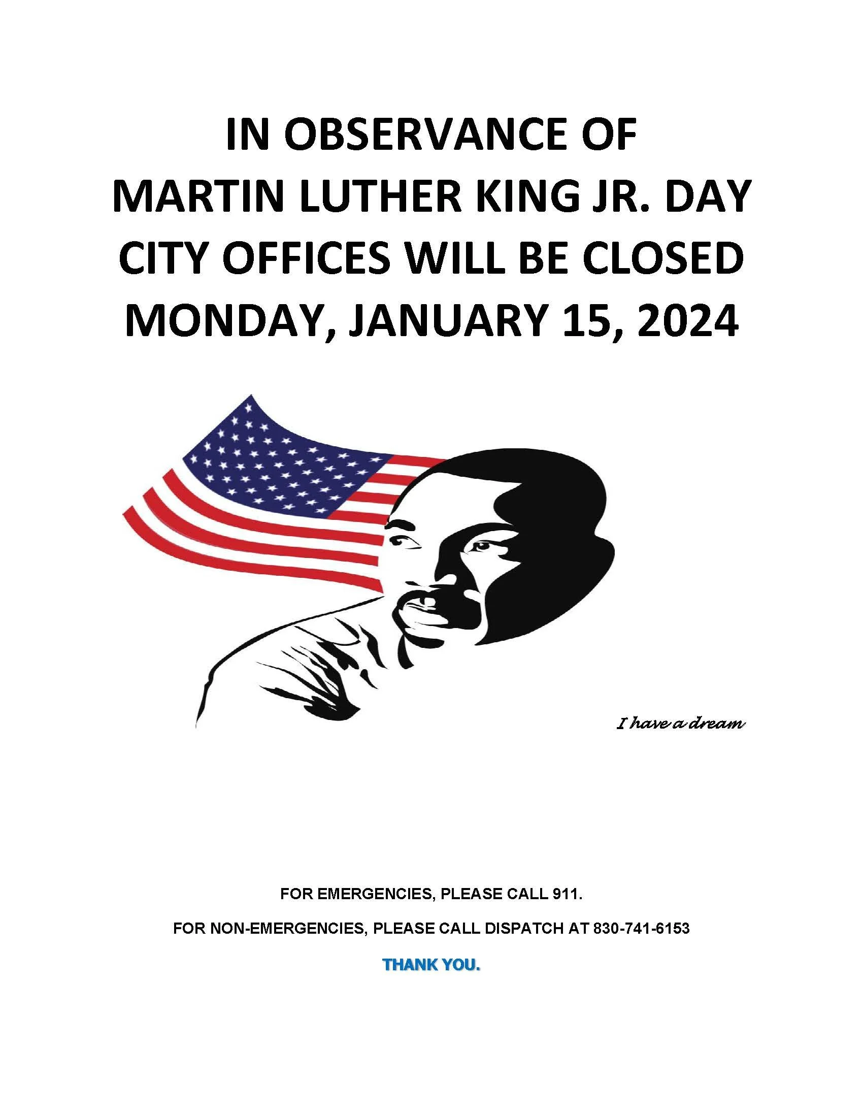 City Hall closed for MLK Day