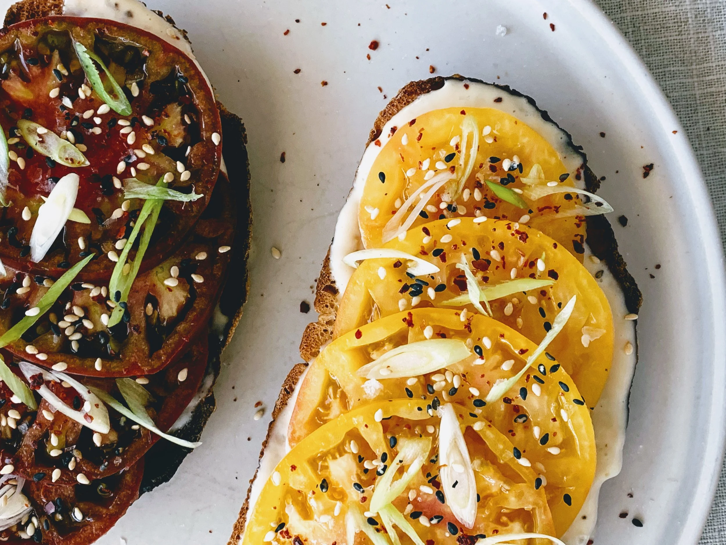 Tomato Toast with Miso Aioli up close.jpg