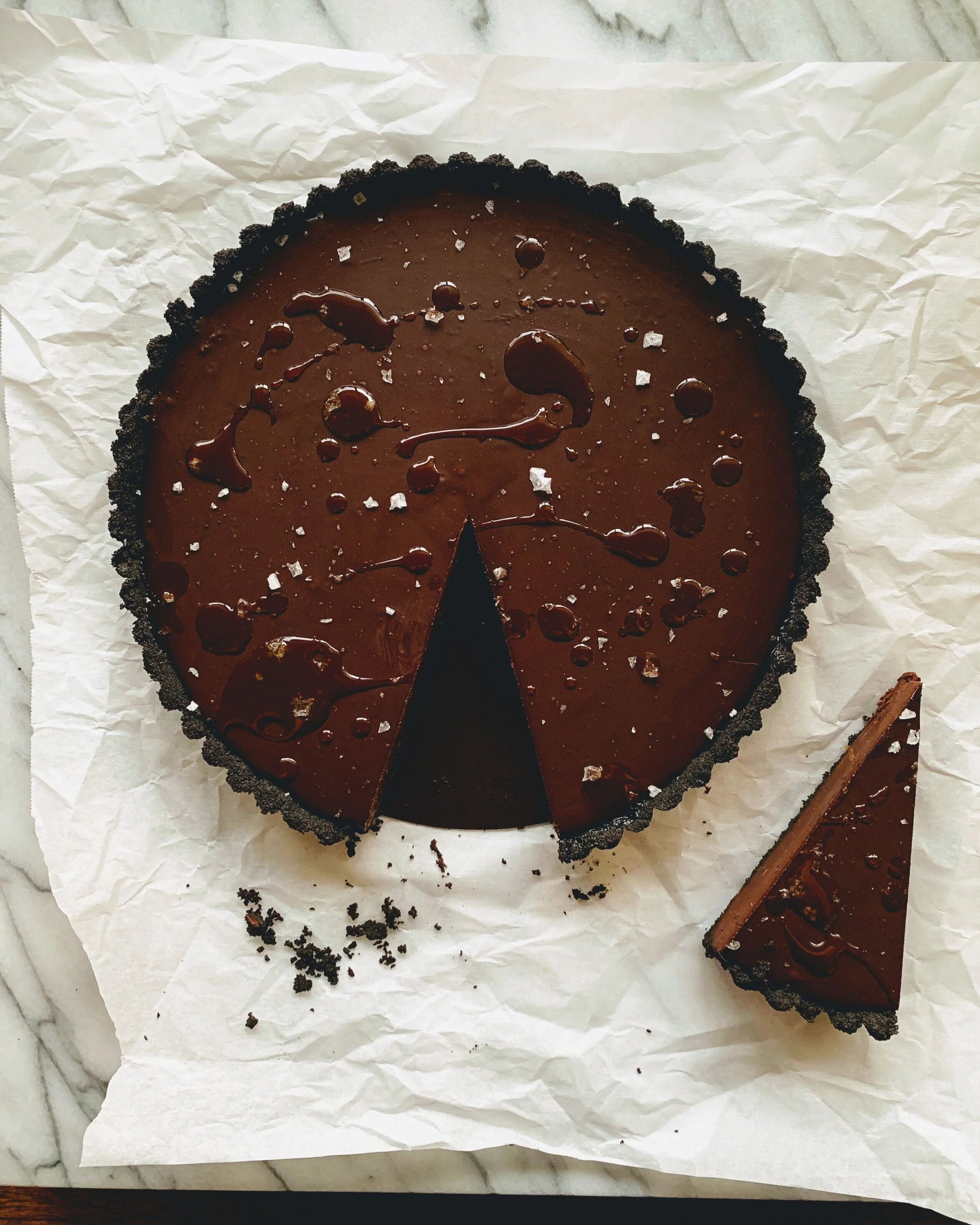 Chocolate Tart with Orange, Olive Oil, and Sea Salt