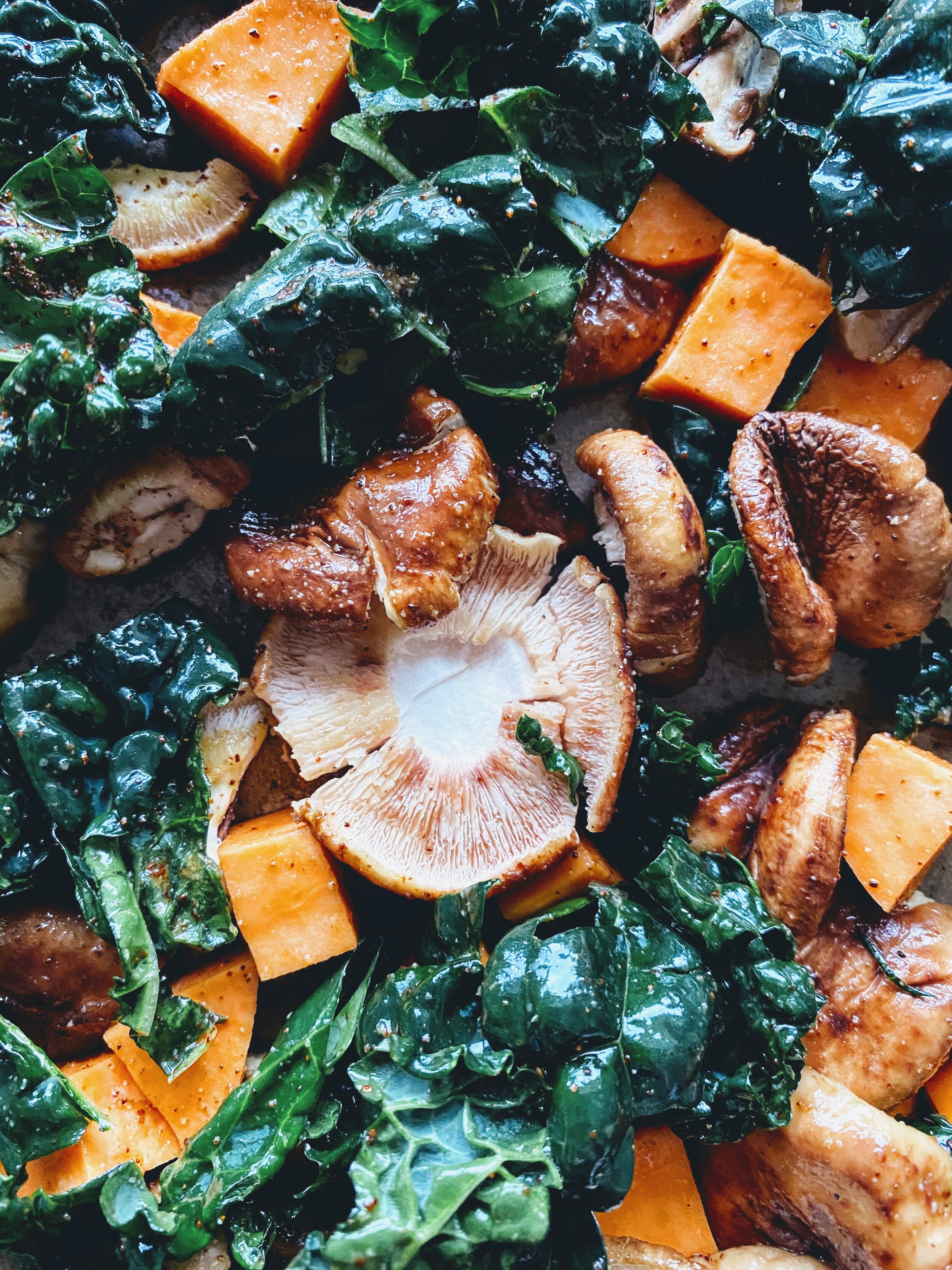 Sheet Pan Cheesy Sweet Potato, Mushroom, and Kale Tacos Veggies Raw.jpg