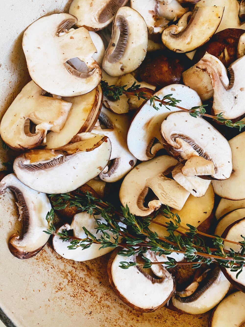 Chocolate Sourdough Pasta with Sausage and Mushrooms in pan.jpg