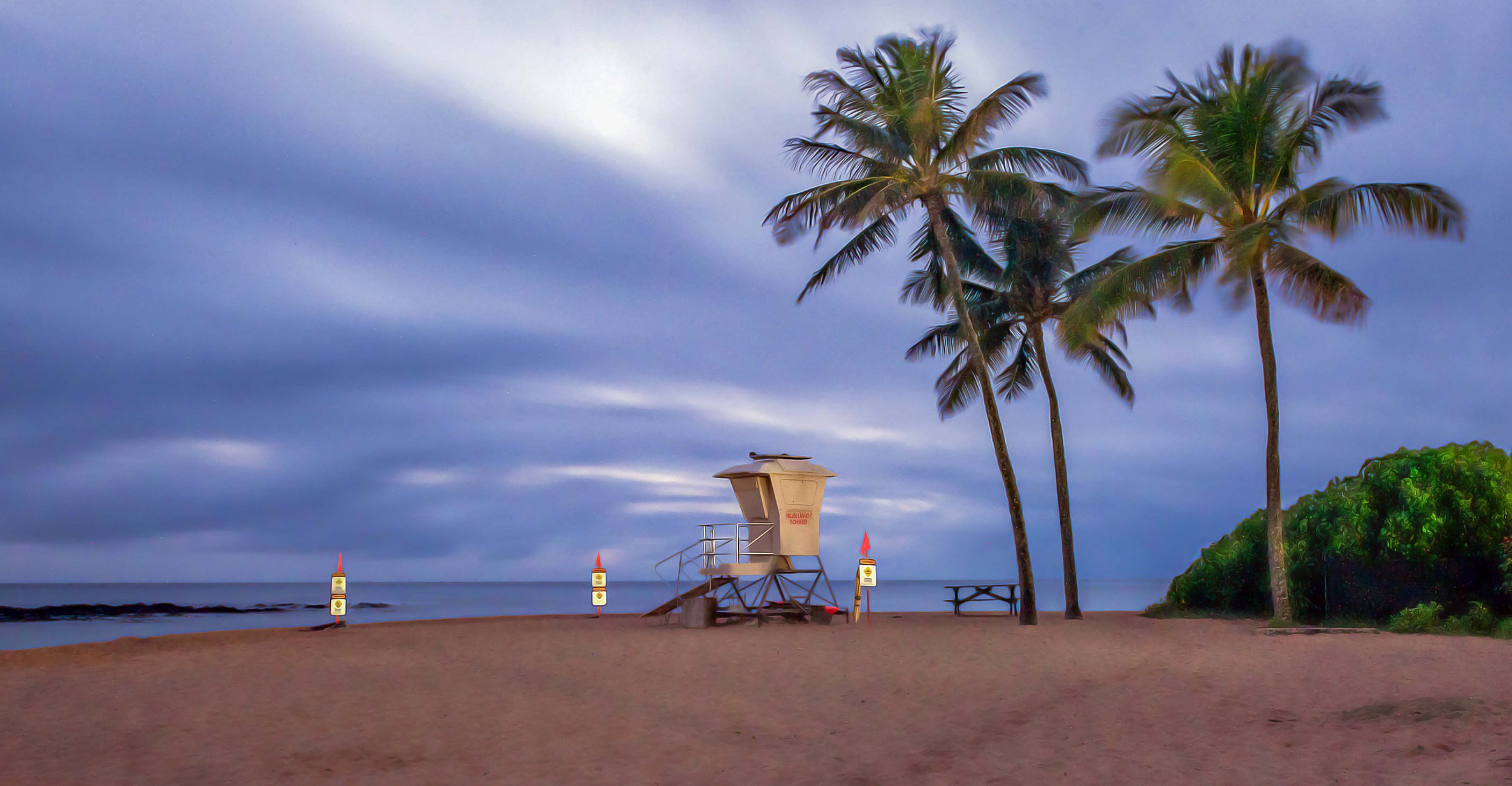 Hawaii 7-23 - Kauai - Shipwreck Beach Lifeguard Stand - Oil Painting without Filter.jpg