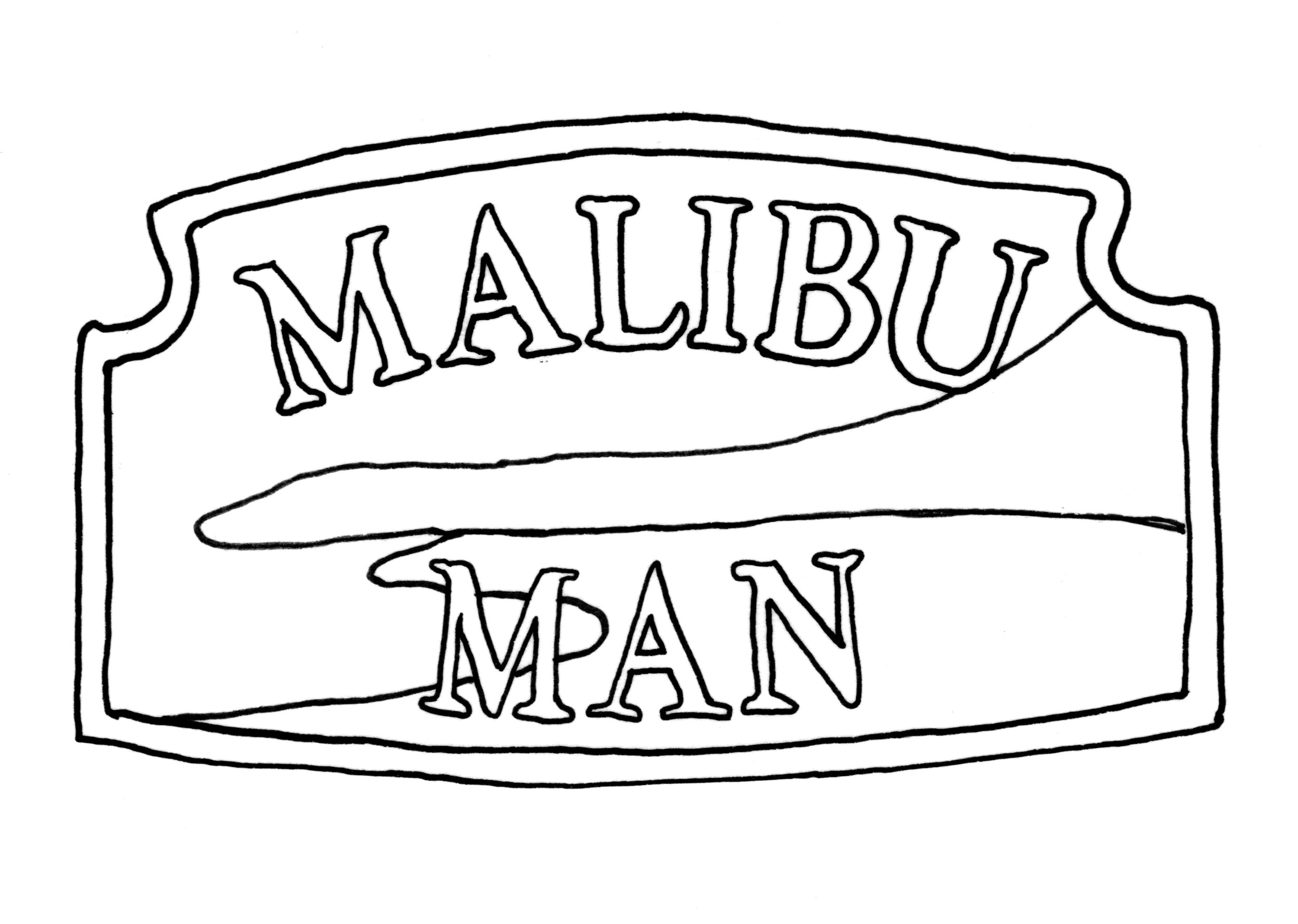 Drawing of the Malibu sign (ink on vellum)