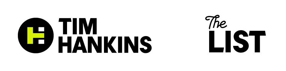 Logo for Tim Hankins The List with a black circle and a green stylized letter F, and black text on a white background.