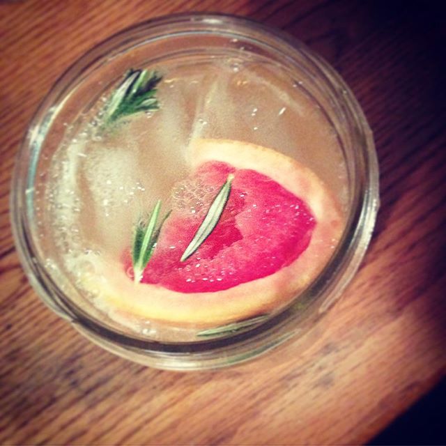 Gin + Grapefruit + Rosemary + Prosecco because birthday. #cocktailhour