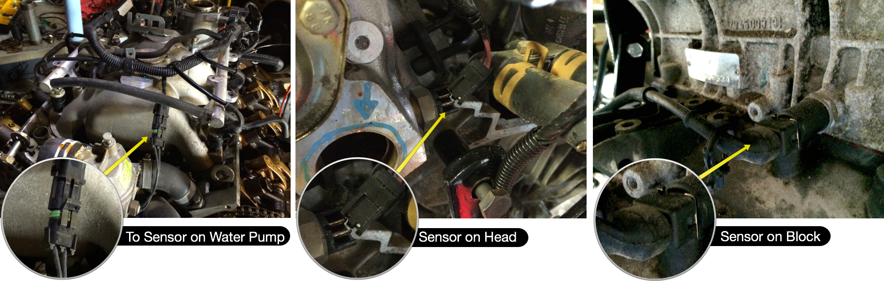 Senors that need to be unplugged before the wiring rails can be removed.