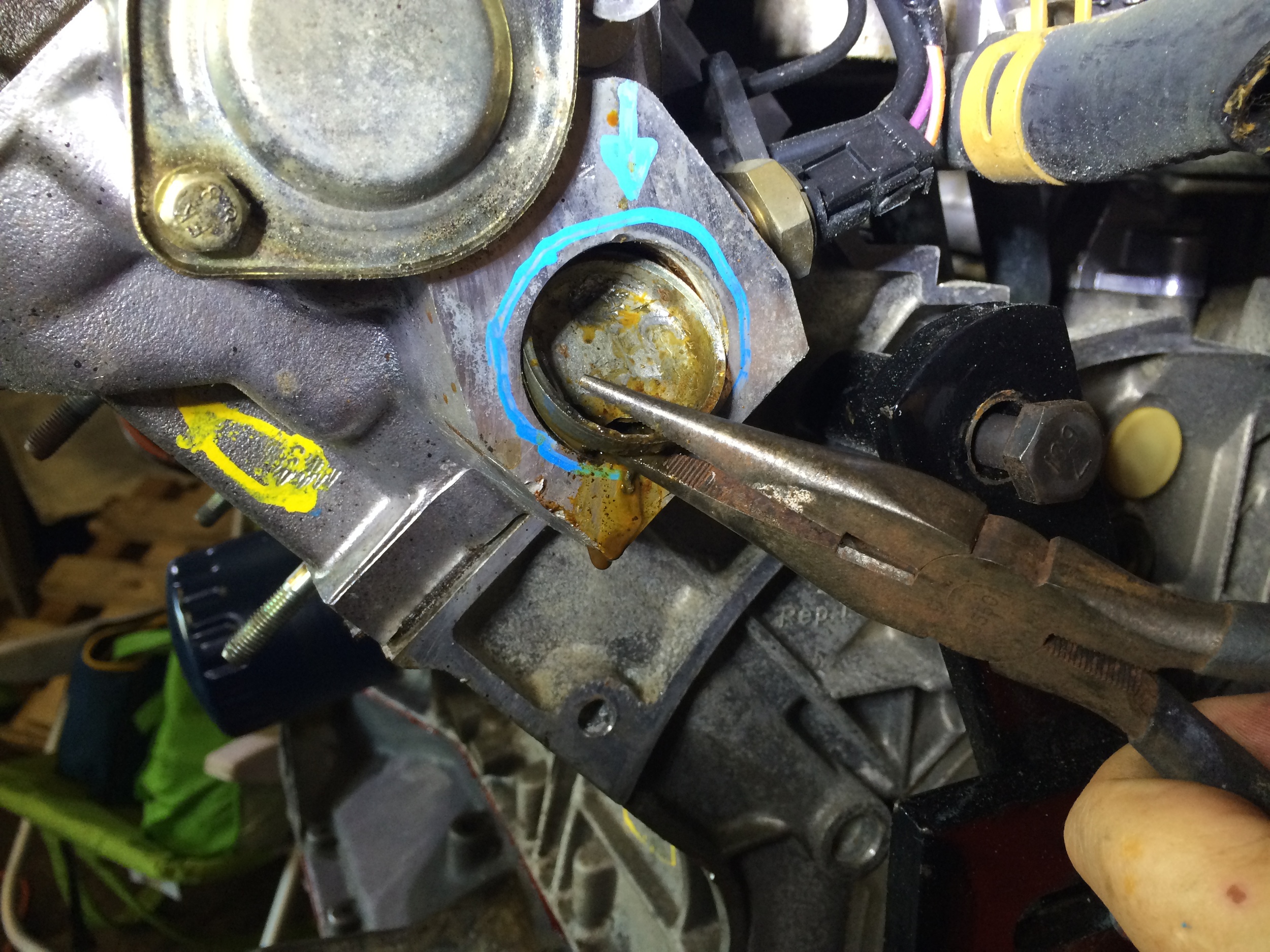 Grabbing and removing the plug.