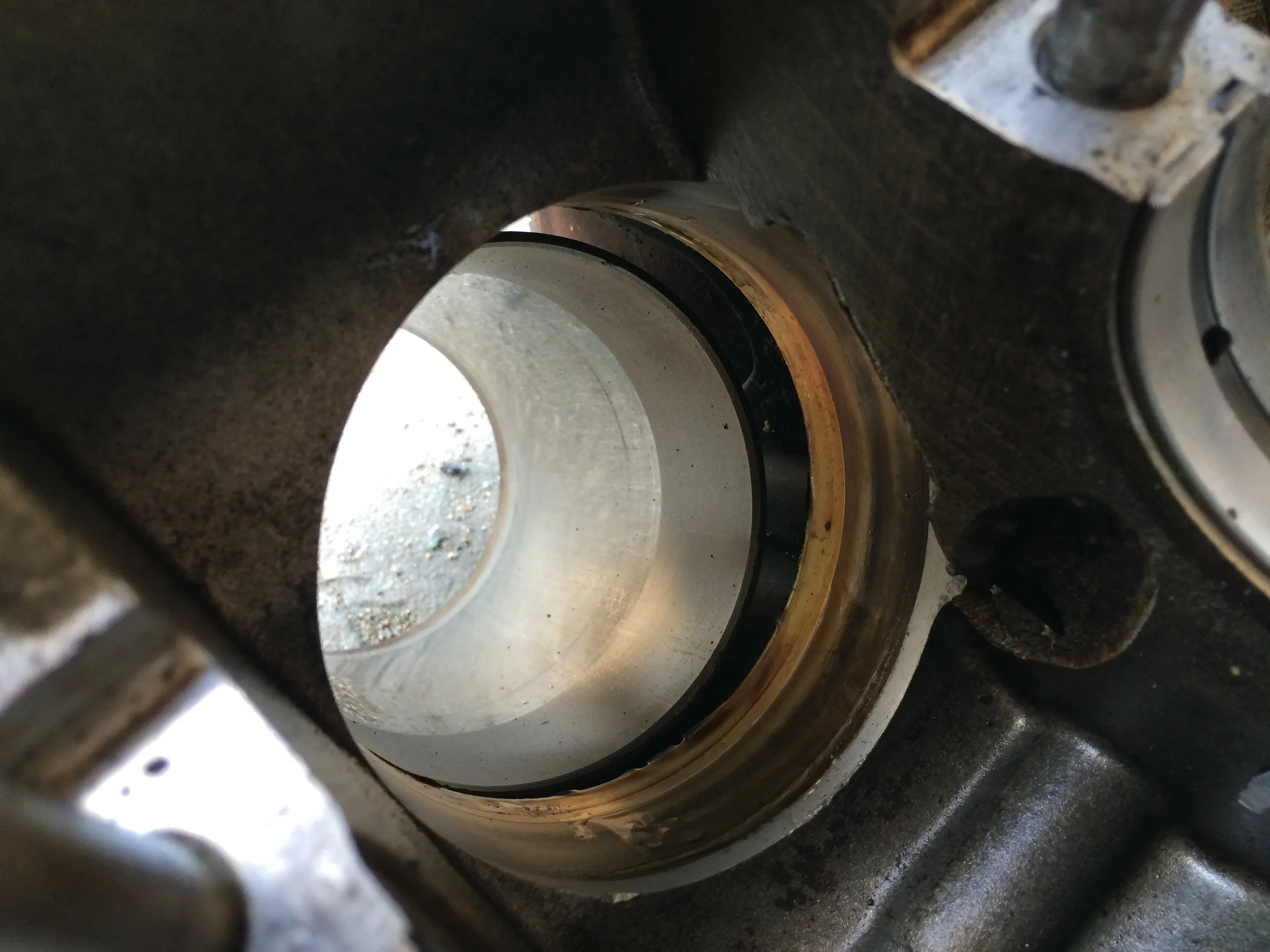 After a few taps, the liner dropped out the top of the engine.