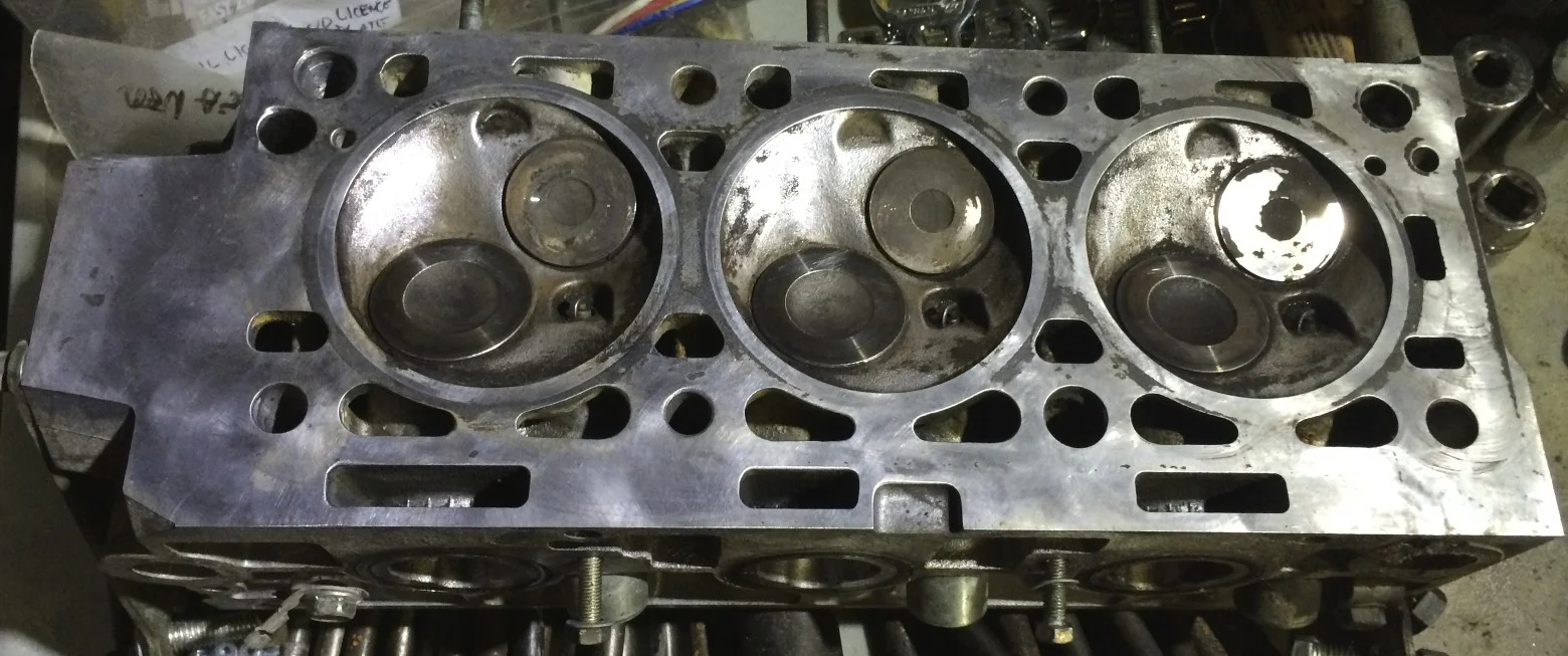 The mostly cleaned up cylinder head. 