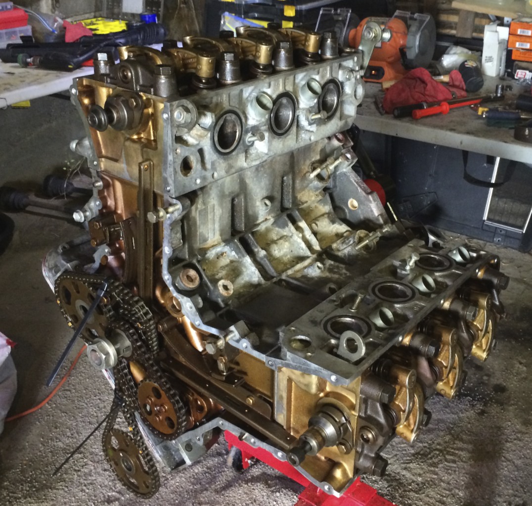 Both heads reinstalled on the block.