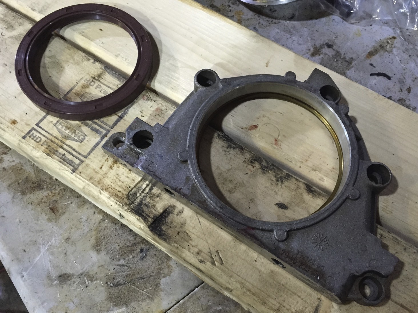 The new seal ready for installation into the plate.