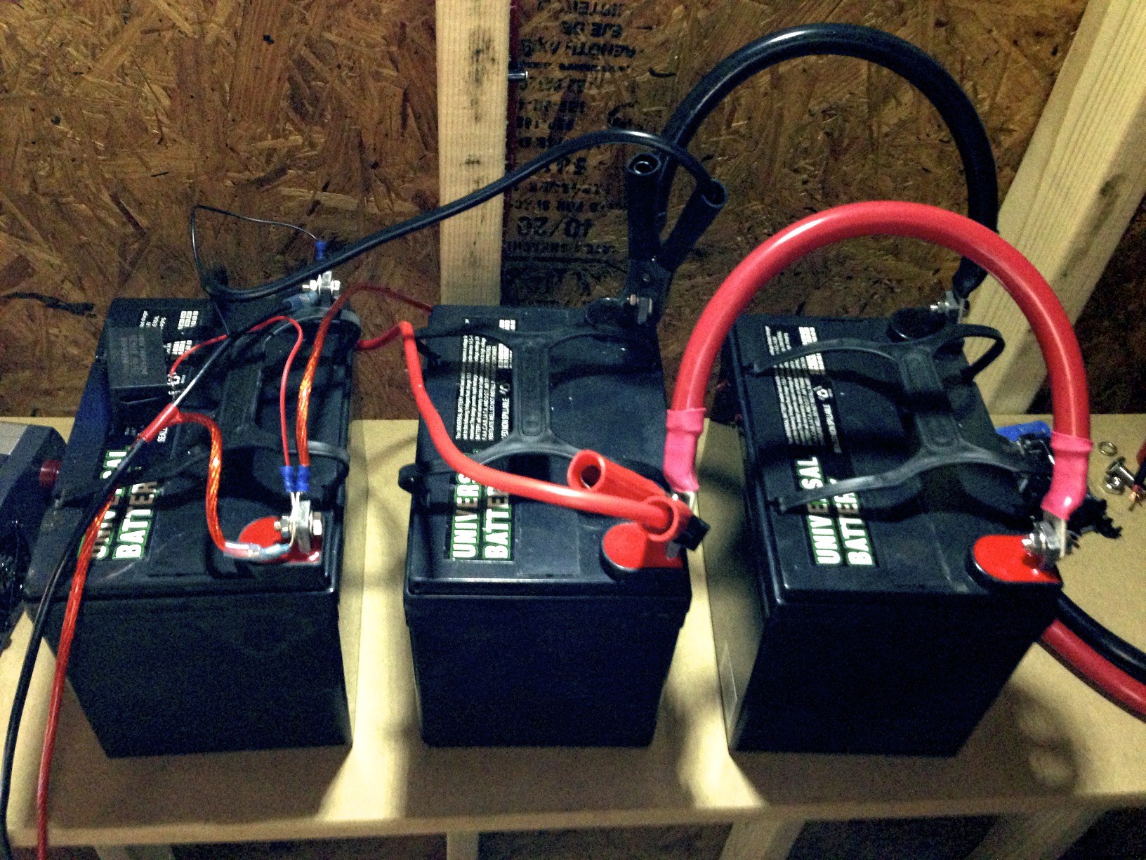 The batteries wired together.
