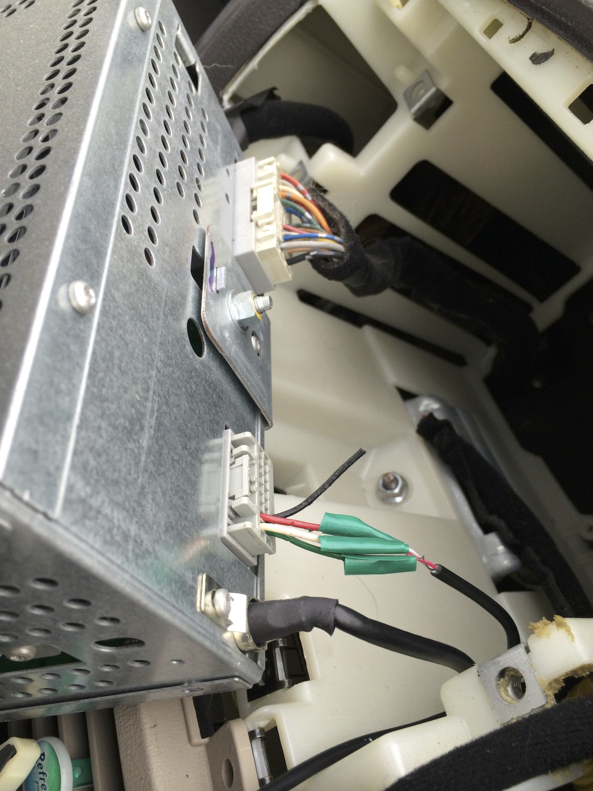 The modified connector plugged back into the radio.