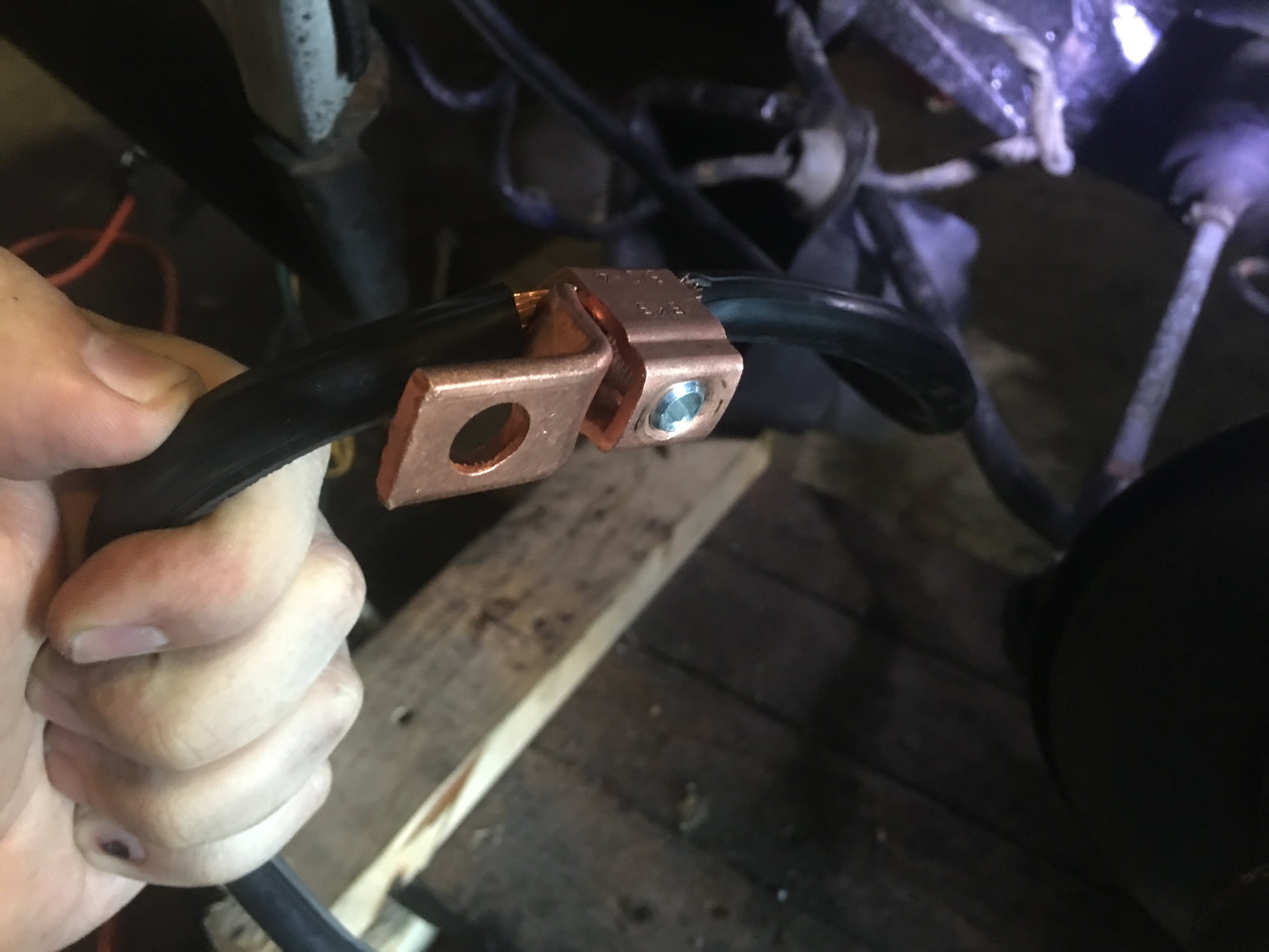 The lug installed on the the bus wire.