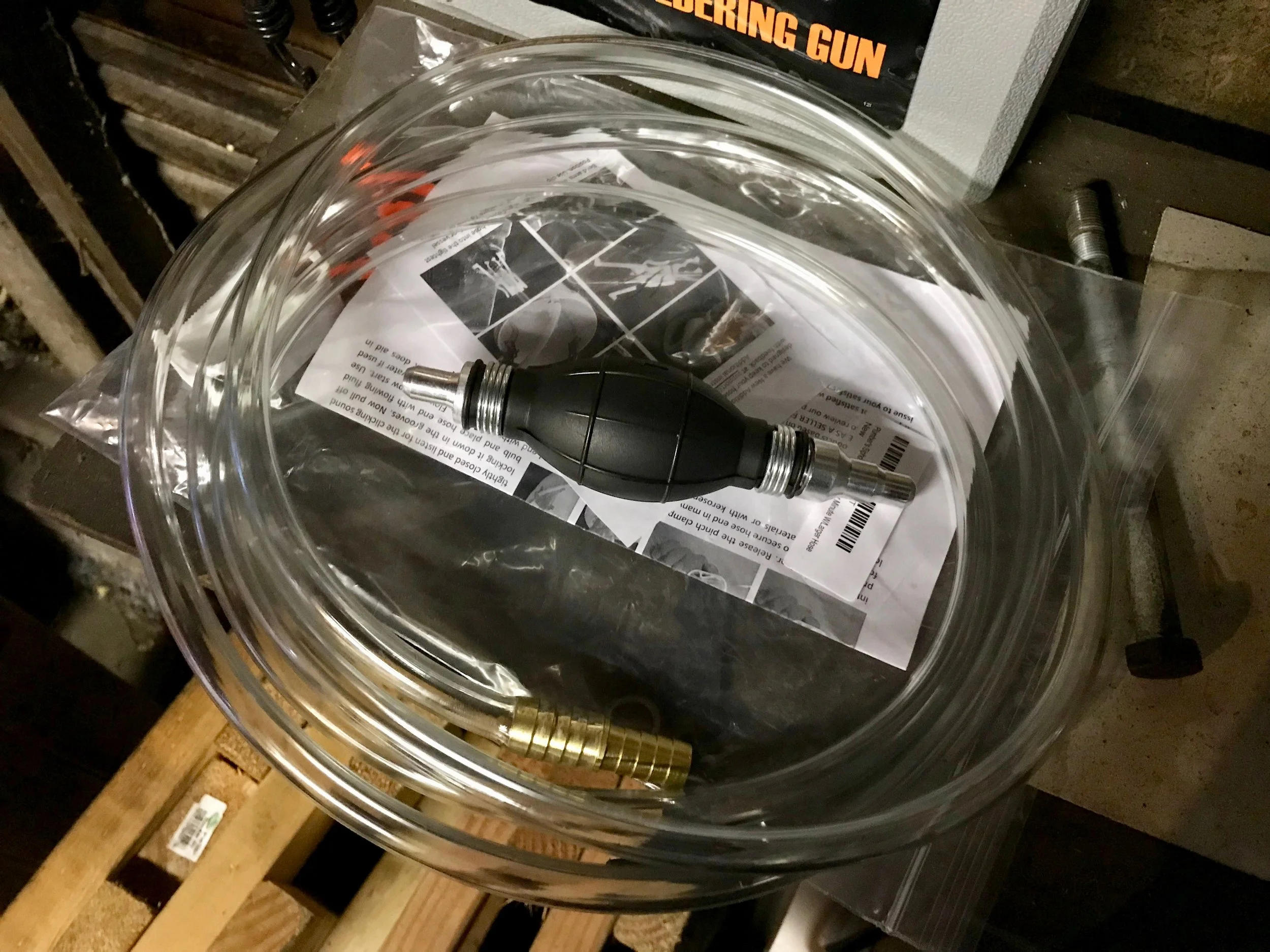 The siphon kit I got from Amazon. This worked better Thant he old hand pump I was using before. The brass connector on the hose is simply a weight to make sure it stays at the bottom of the tank.