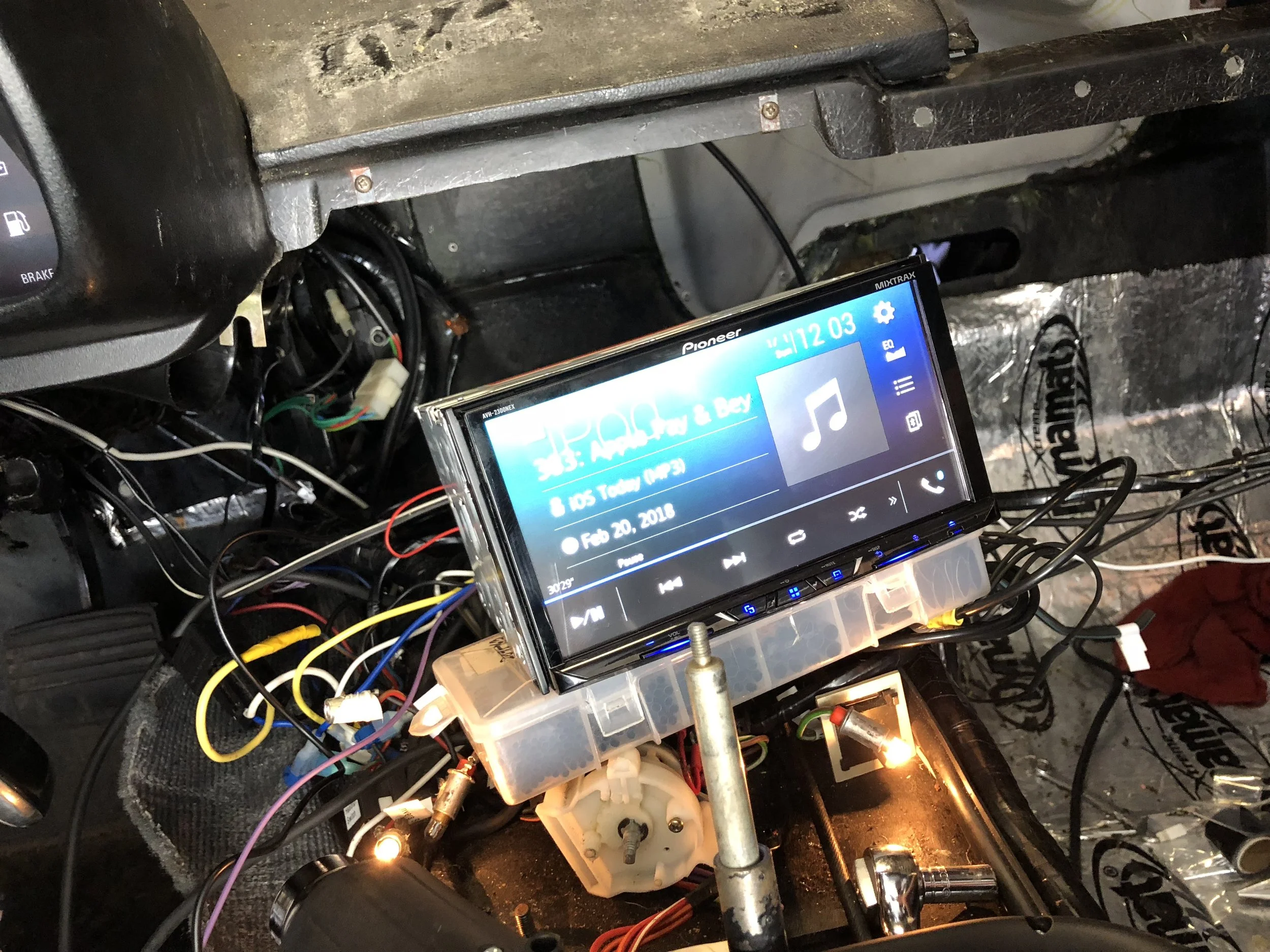 Testing the head unit with Bluetooth audio.