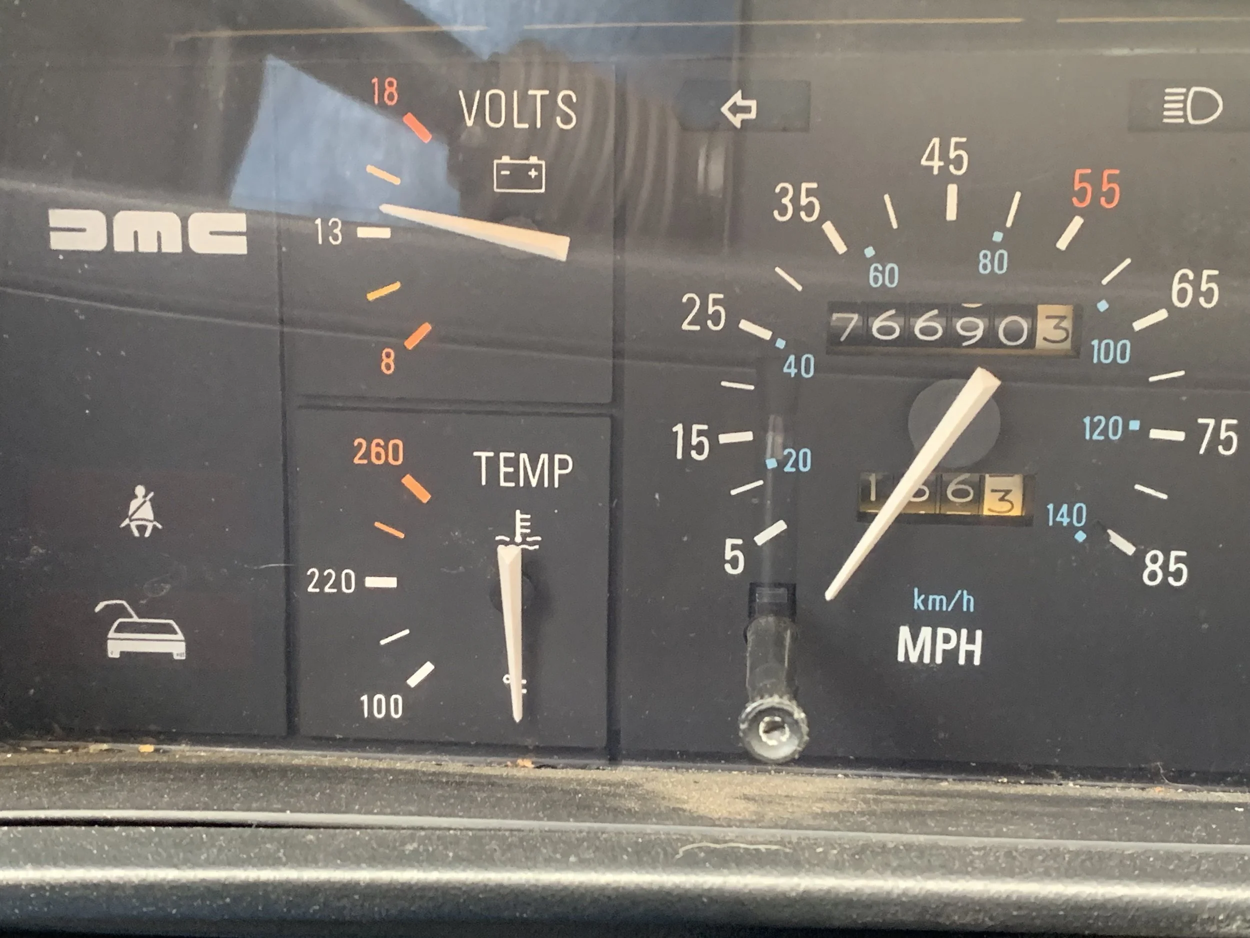 The temperature gauge pointing straight down for some reason.