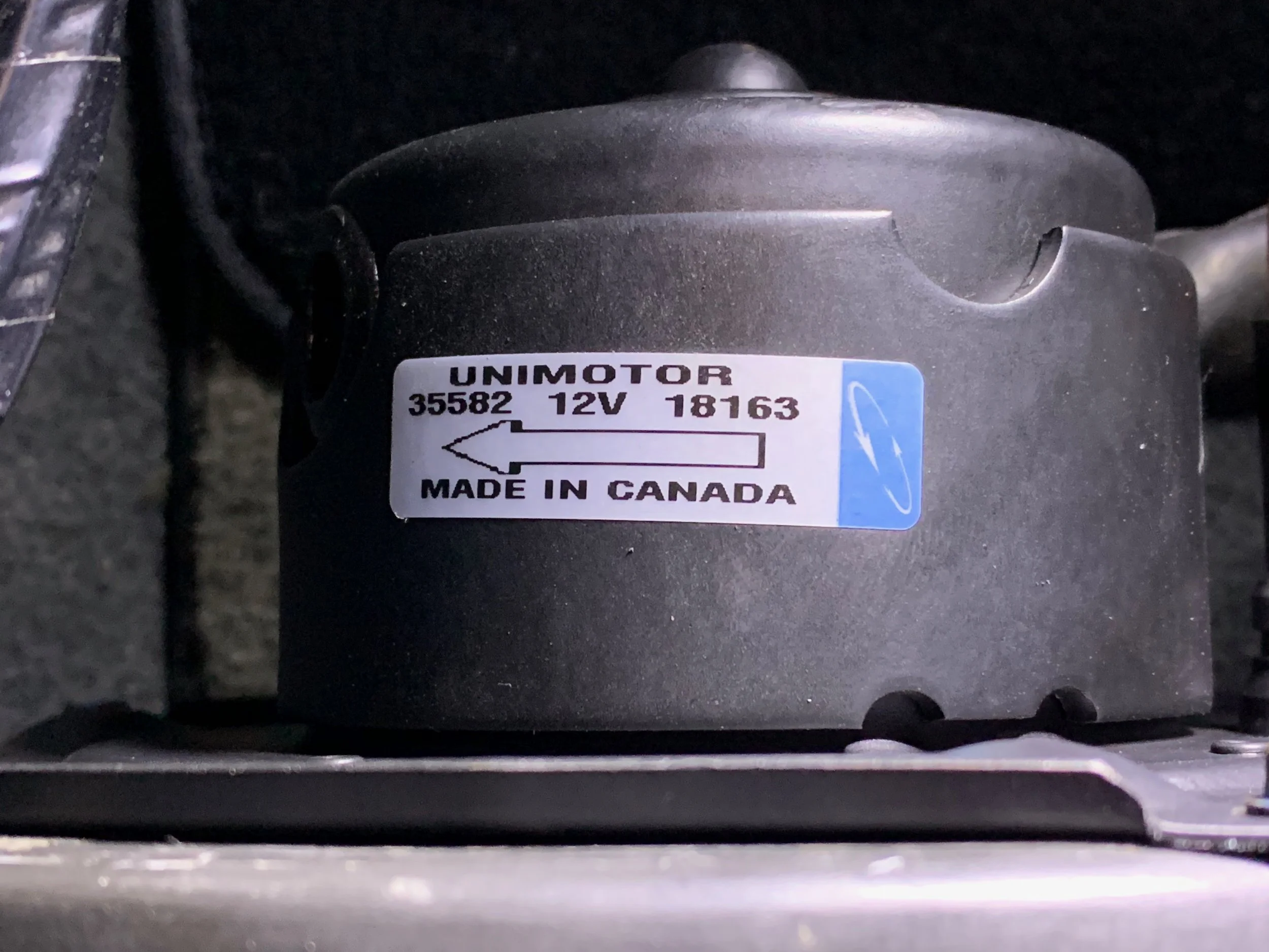 The label of the new blower motor, for reference.