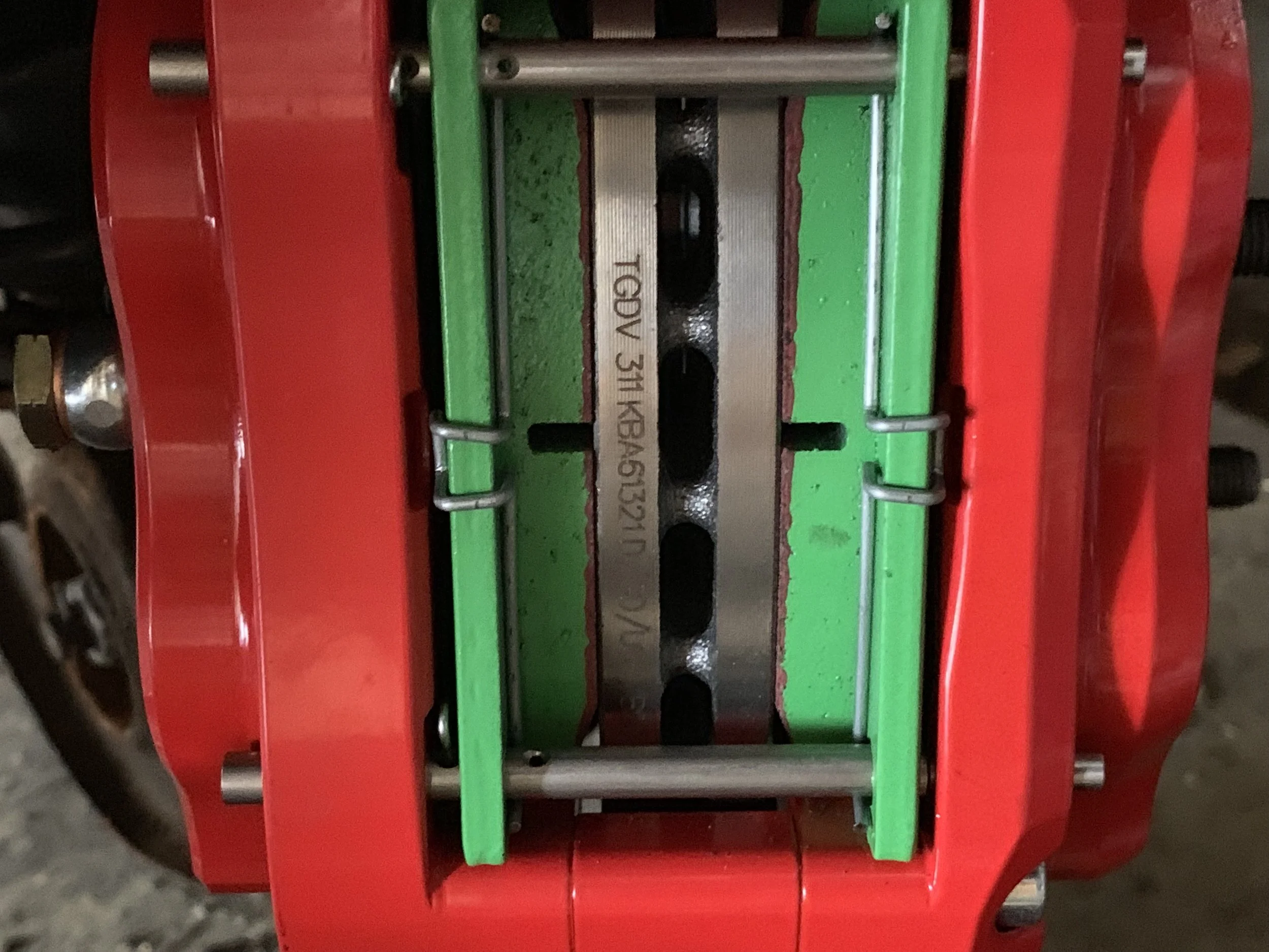 The caliper correctly centered on the rotor.