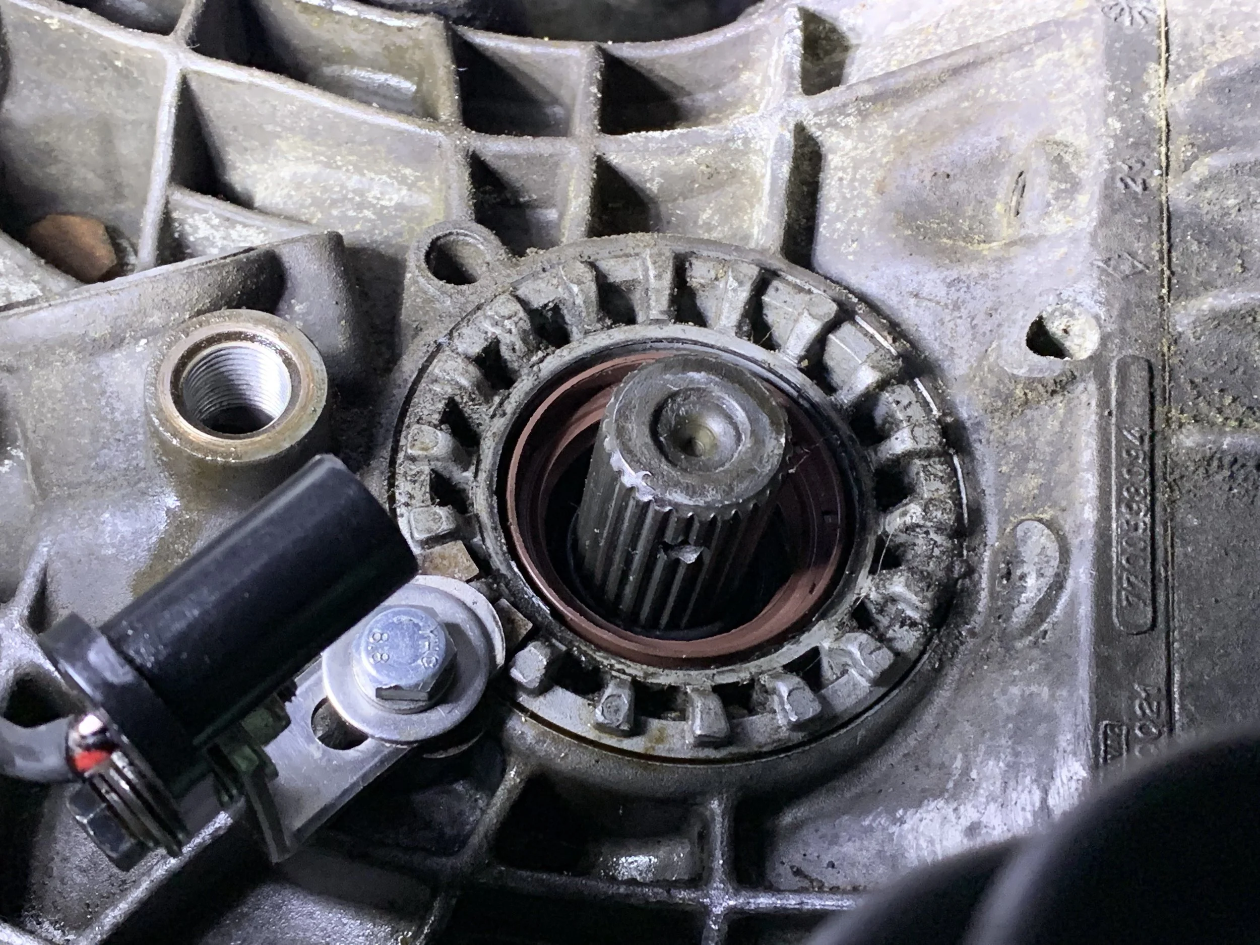 The new seal installed in the transmission.