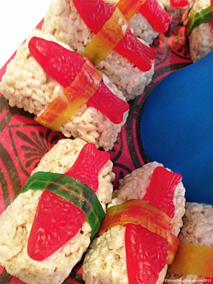 Gummy fish, rice-krispy treats and fruit roll-ups. The new sushi.