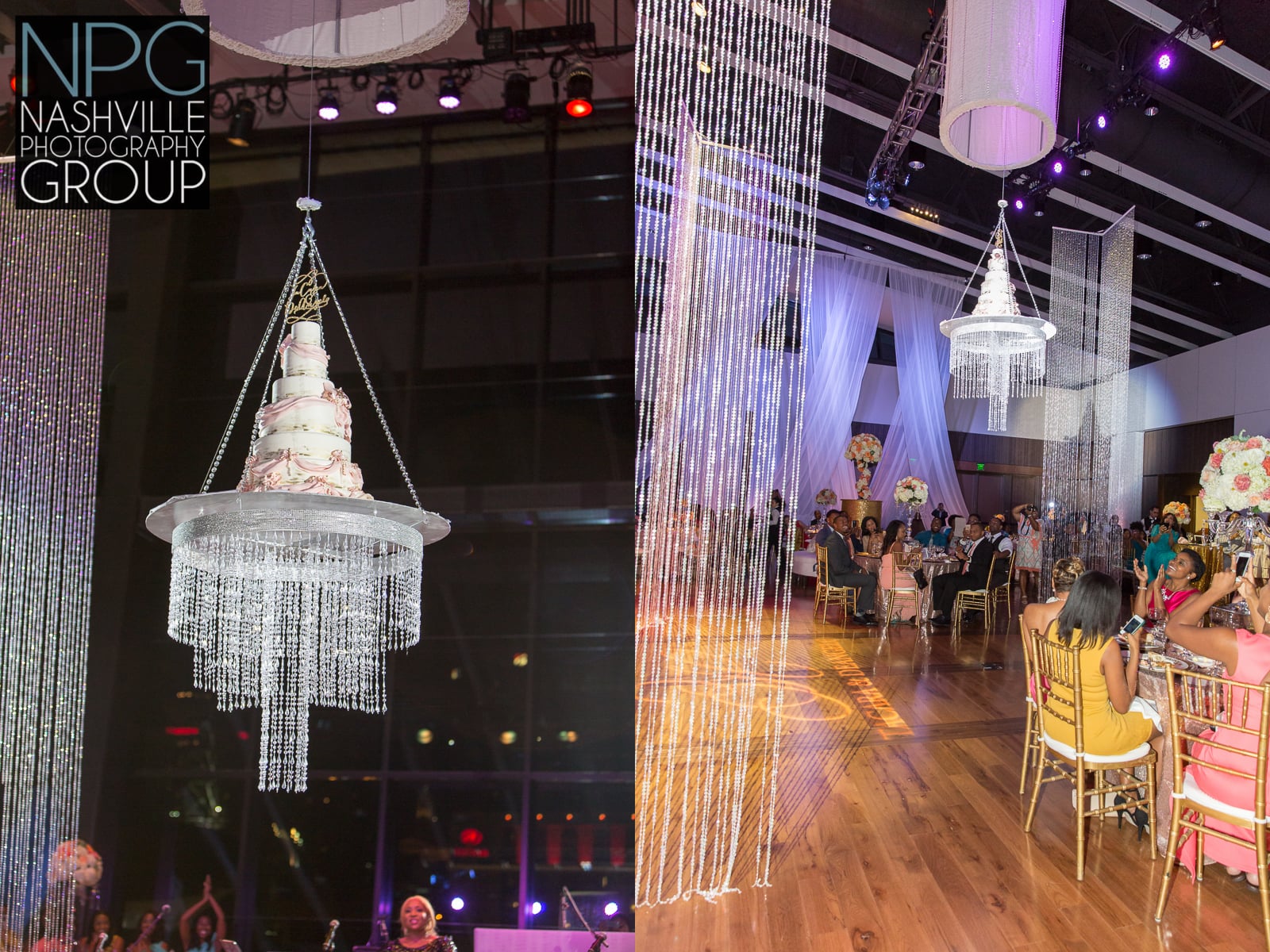 Jay Qualls of the Frosted Affair created a one of a kind wedding cake chandelier.