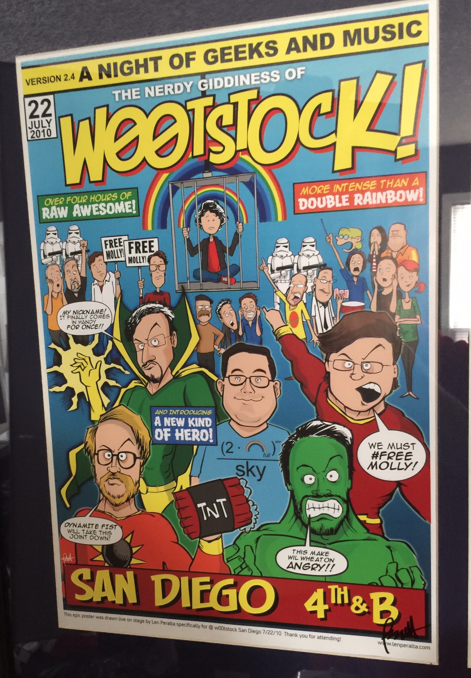 Artist Len Peralta drew this poster for the show and Dan purchased a version with himself added in the center