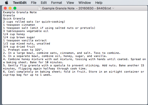 This is a pretty good basic granola recipe. Pick your favorite nuts and dried fruits to make it just for you.