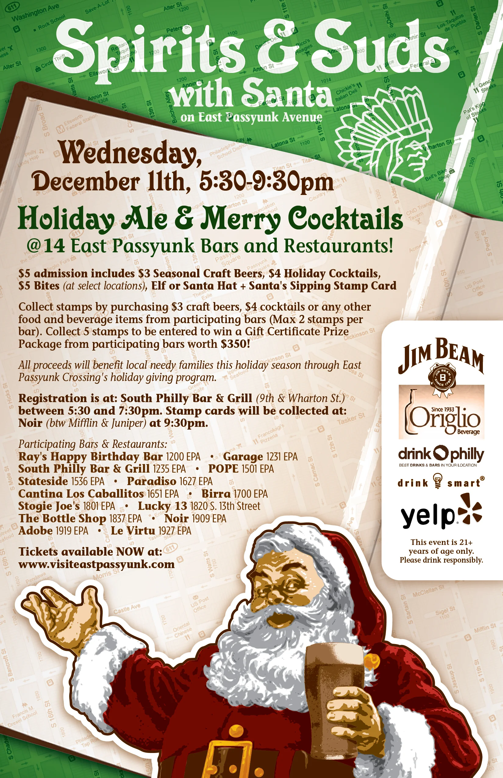East Passyunk Spirits and Suds Santa Bar Crawl