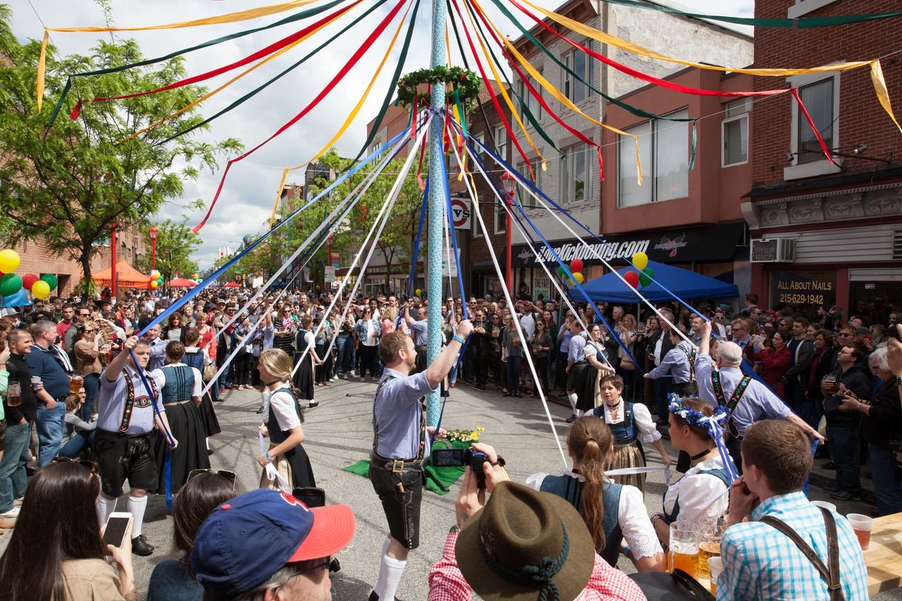 Dancing around PA's tallest maypole at South Street Maifest Spring Festival