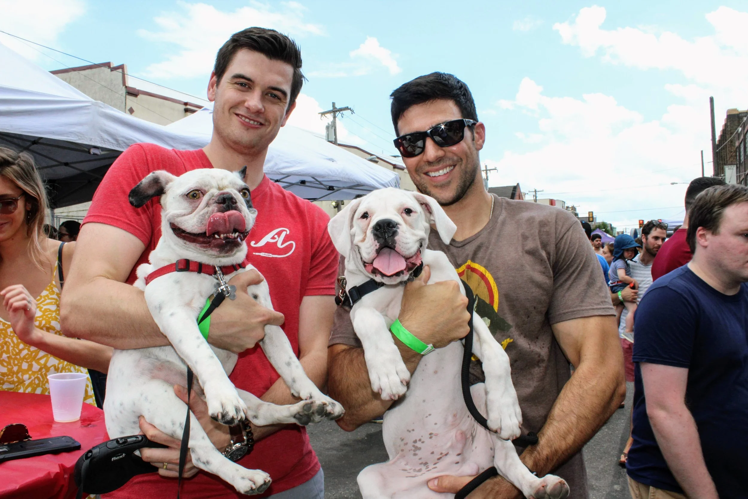 Travis Mahoney and Kevin Dunn and their pups became fast friends..jpg