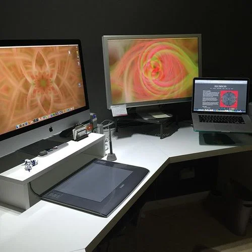 My studio, where original photography is transformed into new digital art for your home or business.