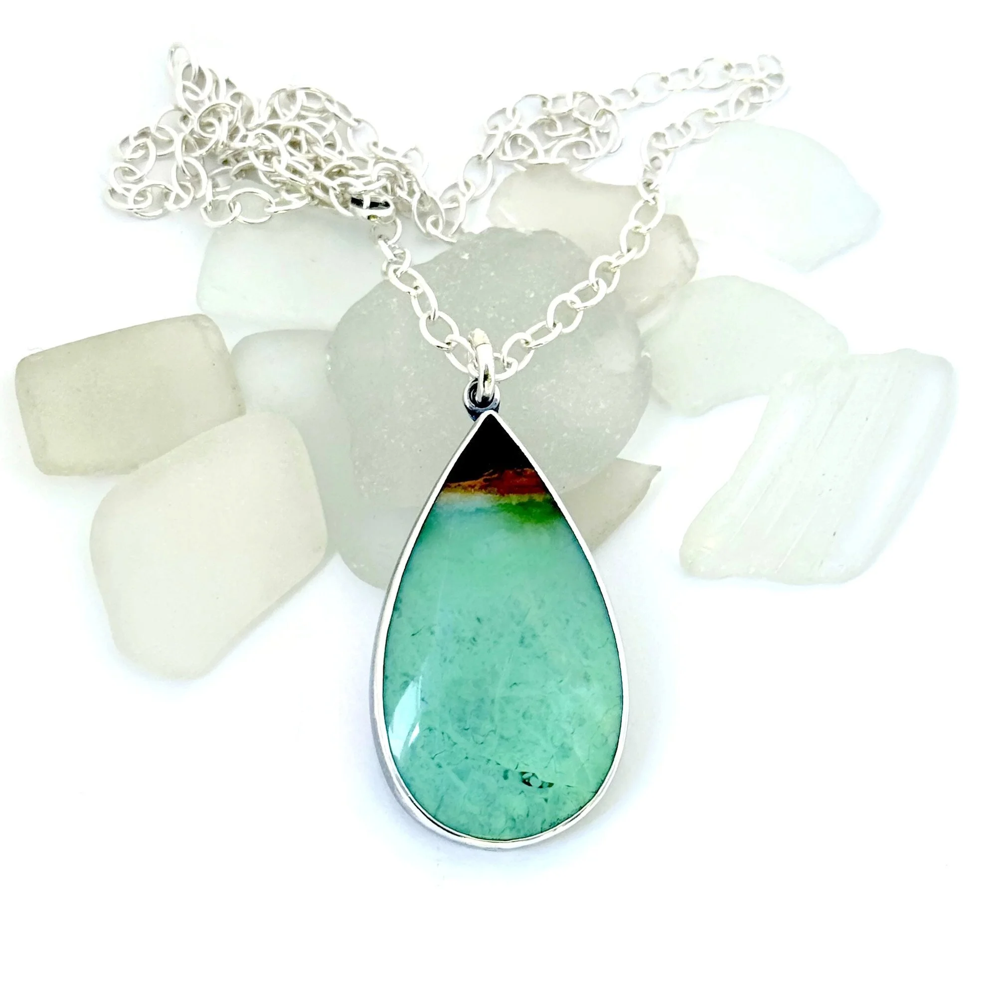 Opalized Wood Necklace Teardrop - SOLD