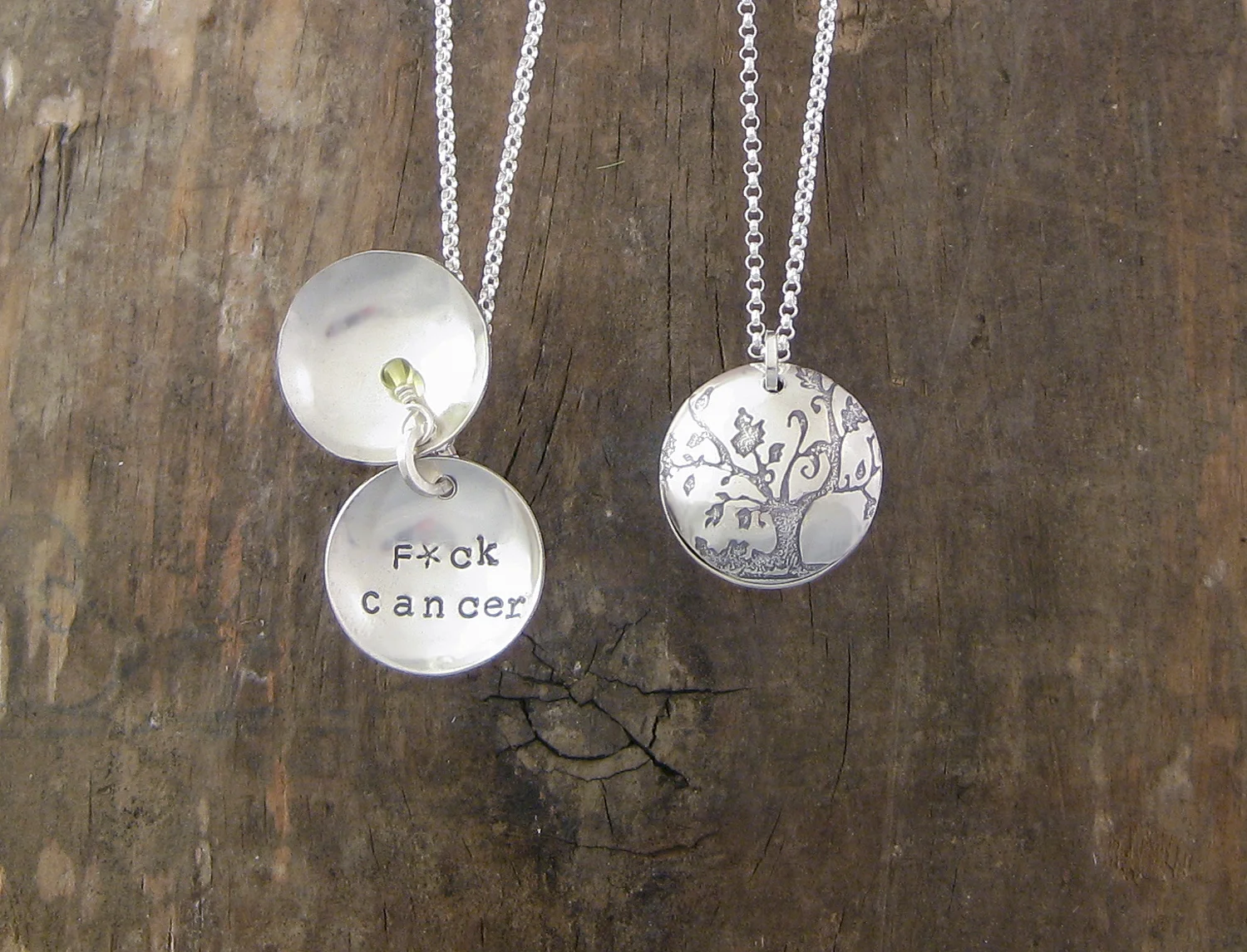 F*ck/Fuck Cancer Clamshell Necklace