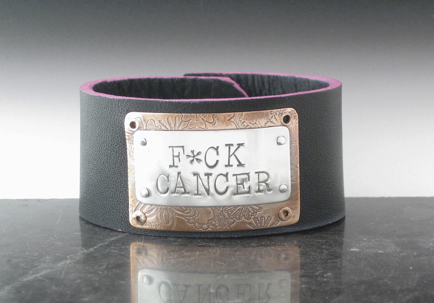 F*ck Cancer Leather Cuff
