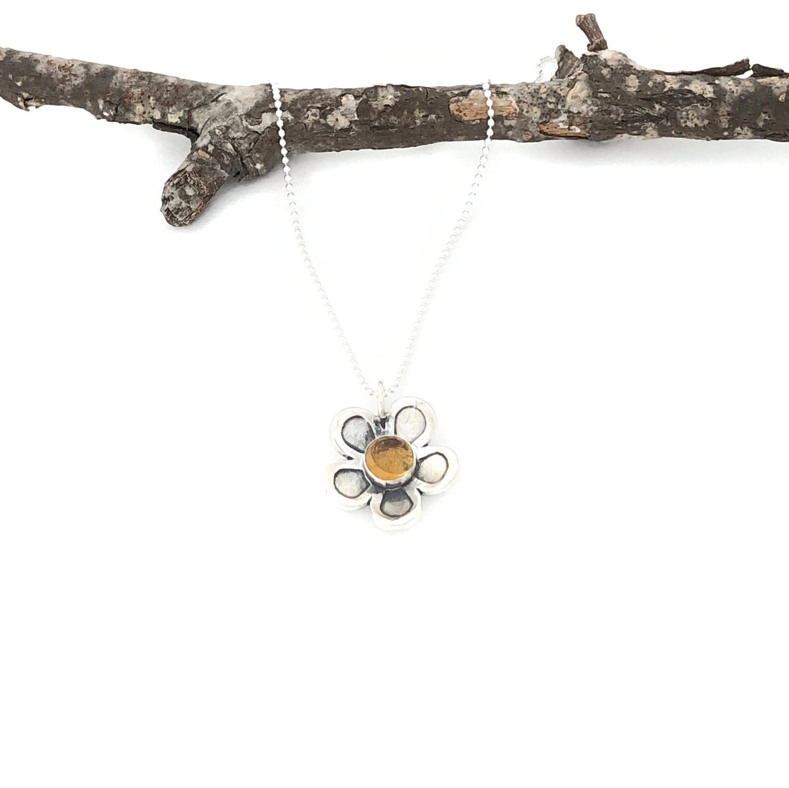Flower Sterling Silver and Gemstone Pendant