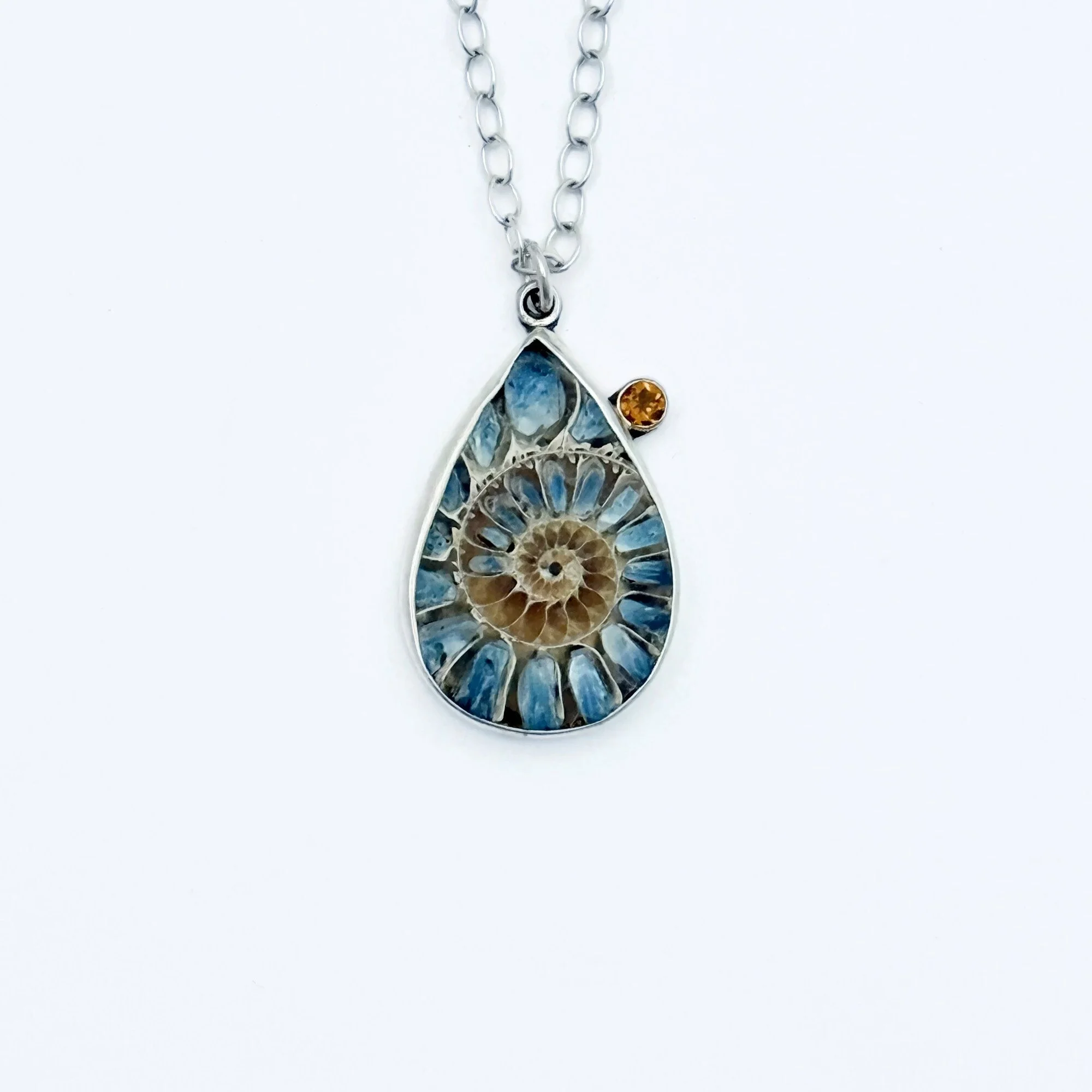 Glacierite, Ammonite, Citrine Necklace